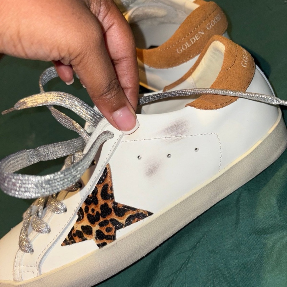 Golden Goose Women's White and Leopard Sneakers 37